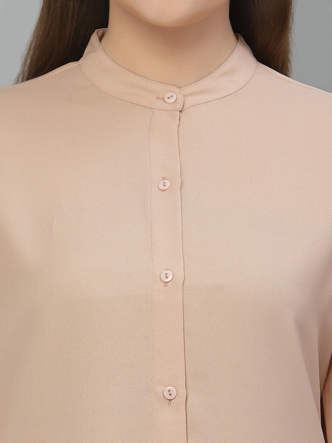 Style Quotient Women Solid Nude PolyMoss Regular Formal Shirt-Shirts-StyleQuotient