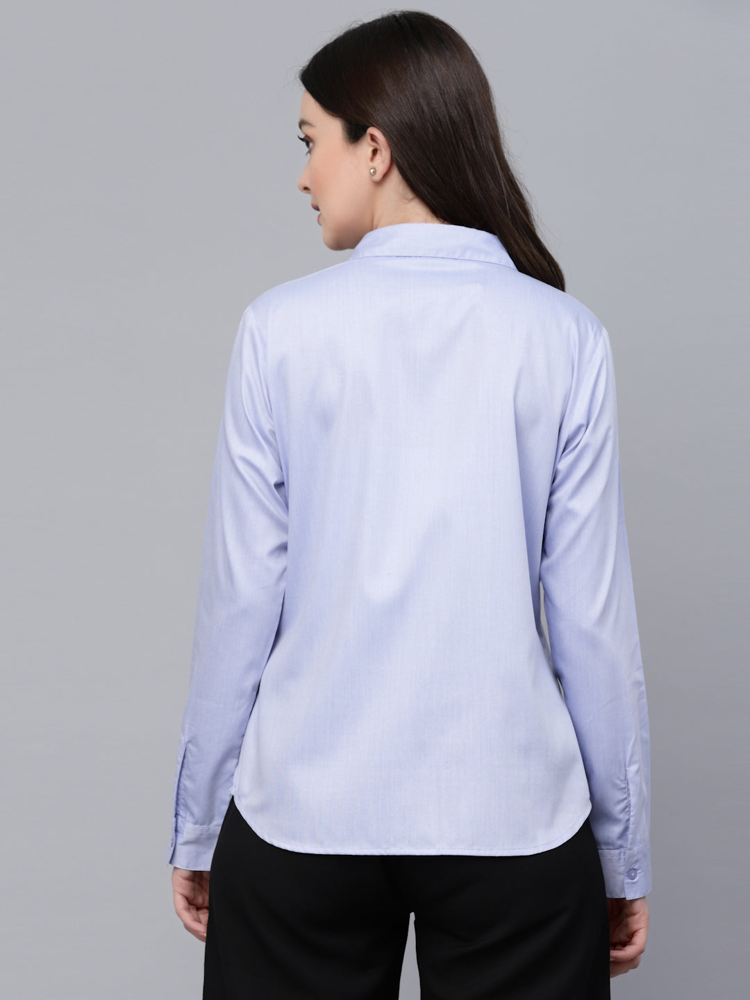 Style Quotients Women Solid Blue Chambray Formal Shirt-Shirts-StyleQuotient