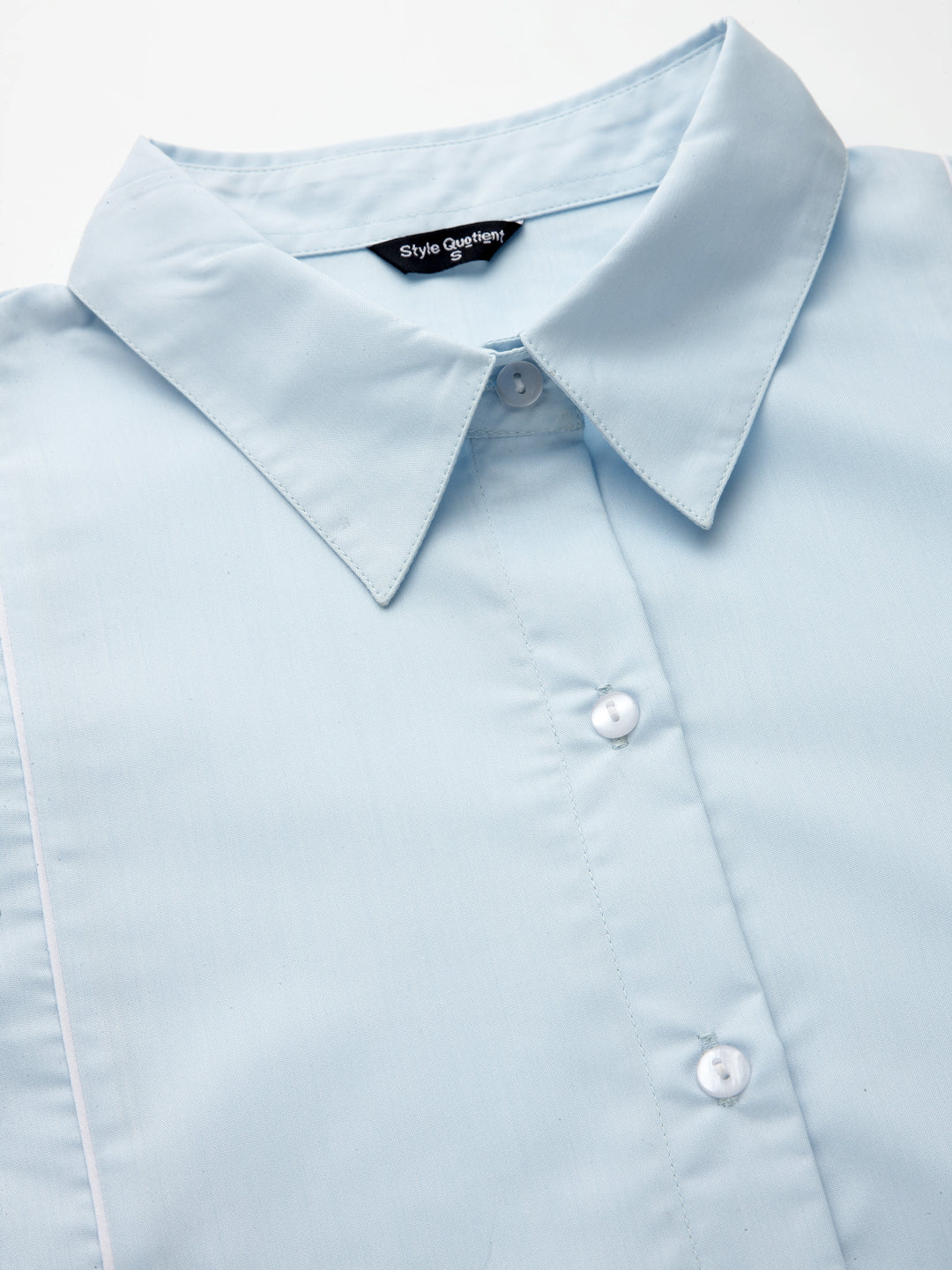 Style Quotient Women Sky Blue Solid Regular Formal Shirt-Shirts-StyleQuotient