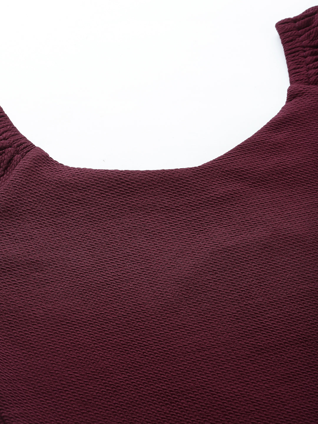 Style Quotient Women Maroon Poly Knit Smart Casual Top-Tops-StyleQuotient