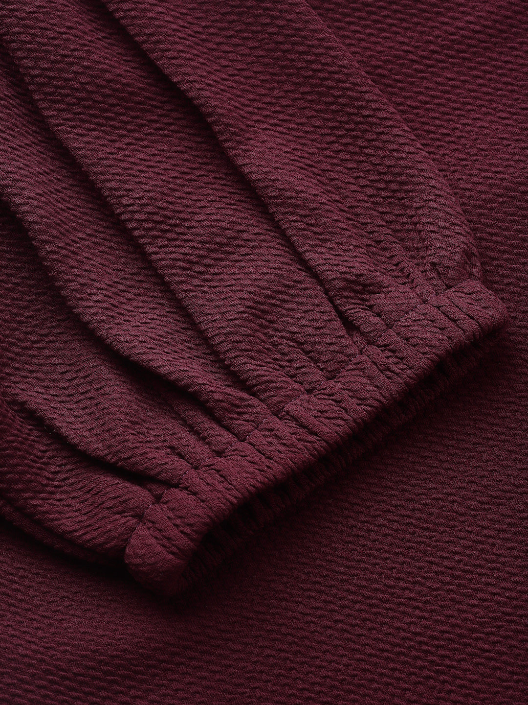 Style Quotient Women Maroon Poly Knit Smart Casual Top-Tops-StyleQuotient