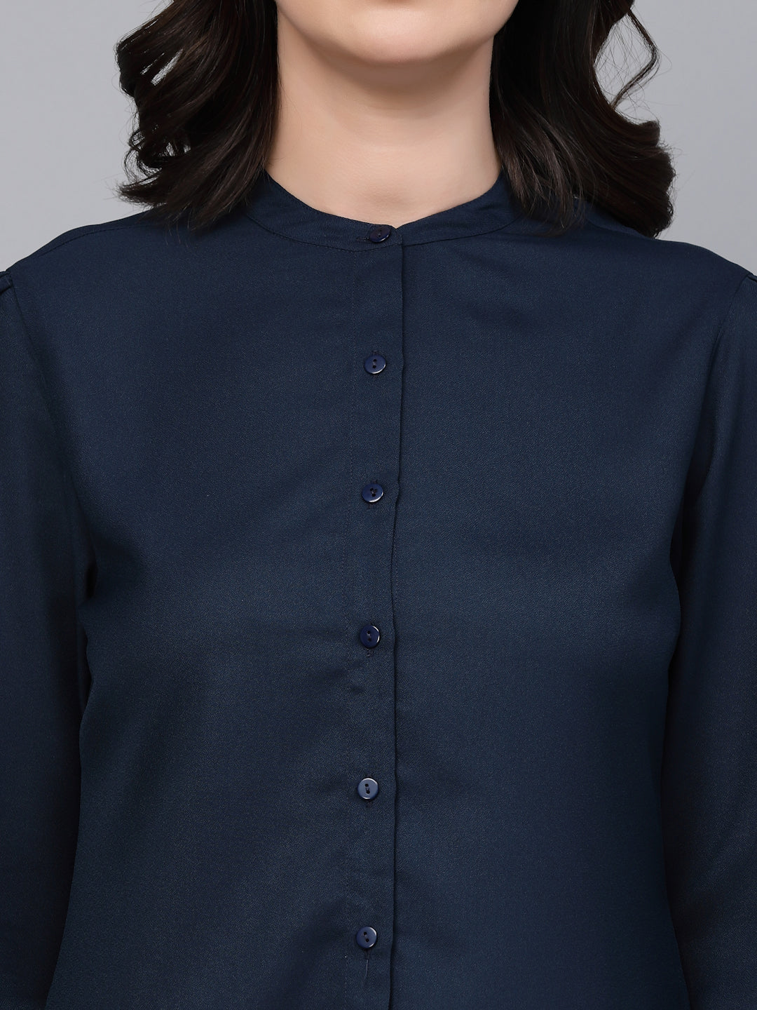 Style Quotient Women Solid Navy Regular Formal Shirt-Shirts-StyleQuotient