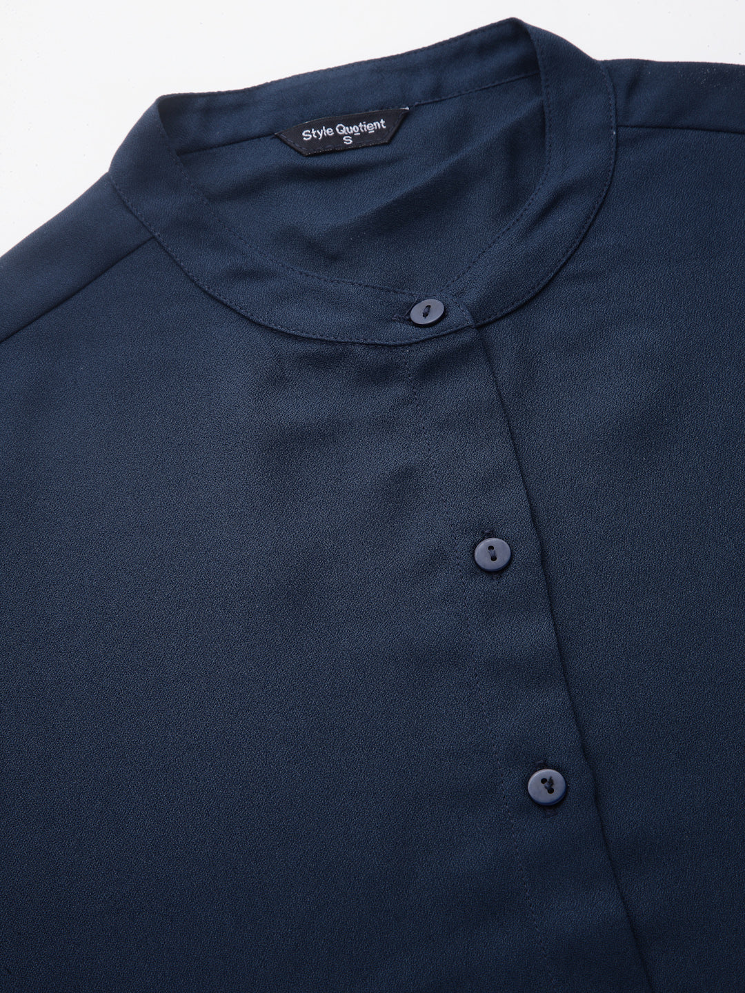 Style Quotient Women Solid Navy Regular Formal Shirt-Shirts-StyleQuotient