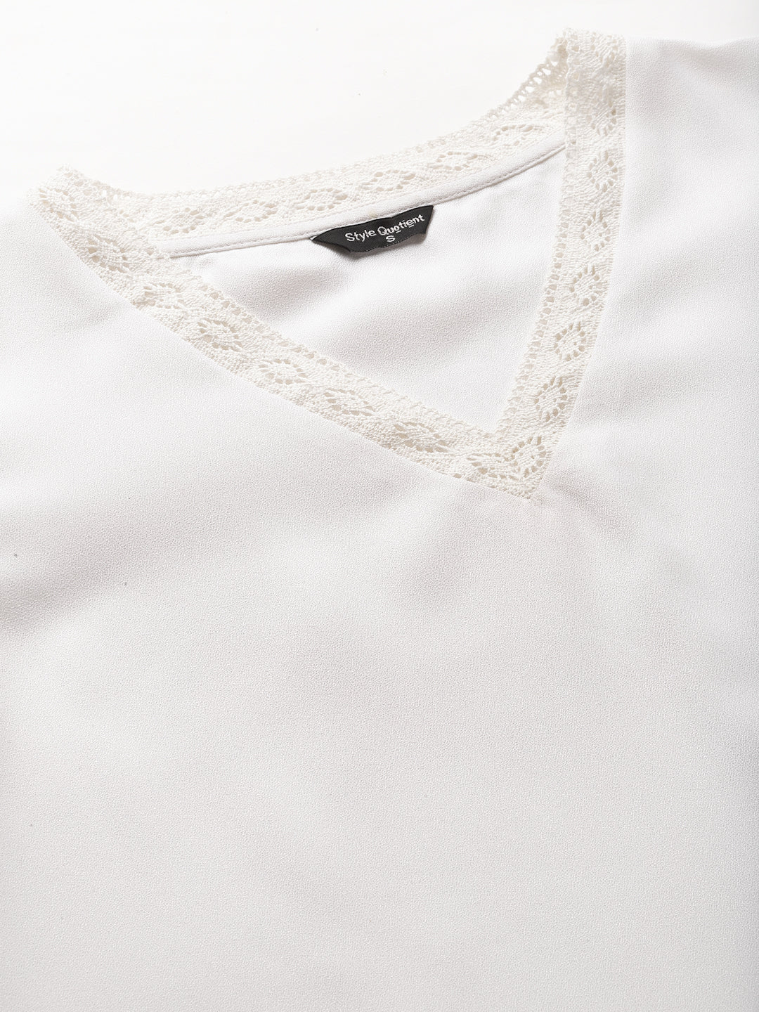 Style Quotients Women White Solid Polyester Smart Casual Top-Tops-StyleQuotient