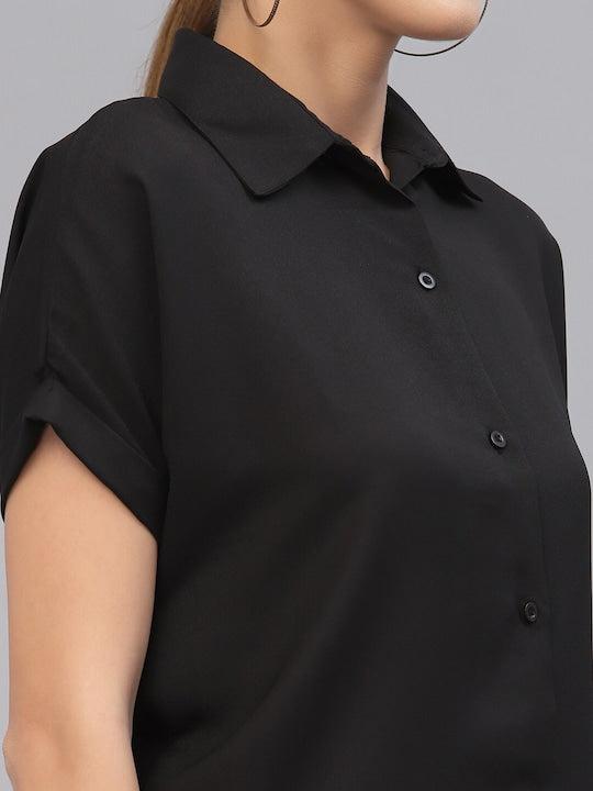 Style Quotient Women Black Solid Shirts-Shirts-StyleQuotient