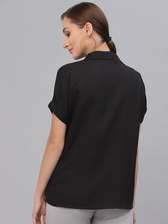 Style Quotient Women Black Solid Shirts-Shirts-StyleQuotient