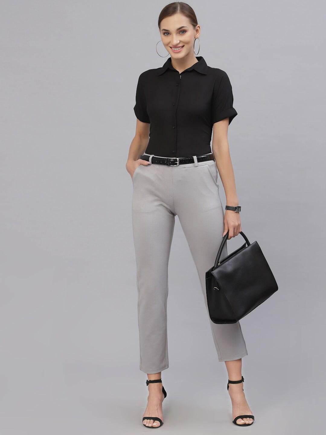 Style Quotient Women Black Solid Shirts-Shirts-StyleQuotient