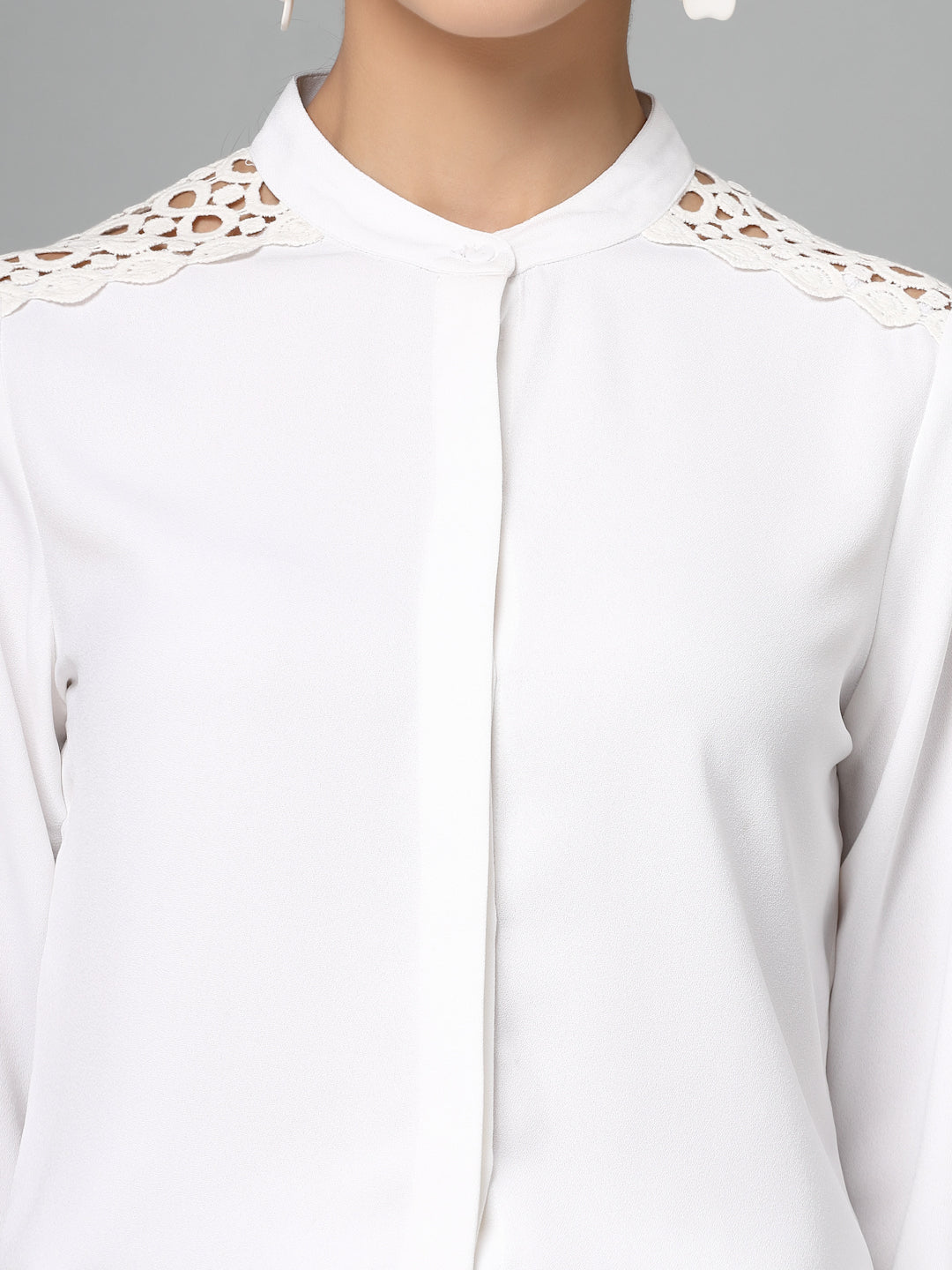 Style Quotient Women Embellished White Regular Smart Casual Shirt-Shirts-StyleQuotient