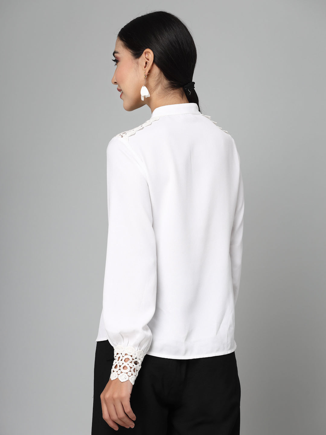 Style Quotient Women Embellished White Regular Smart Casual Shirt-Shirts-StyleQuotient