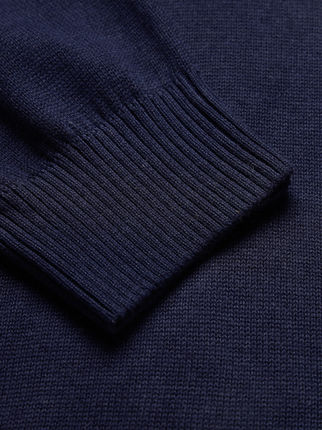 Style Quotient Men Solid Navy Knitted Regular Sweater-Men's Sweaters-StyleQuotient