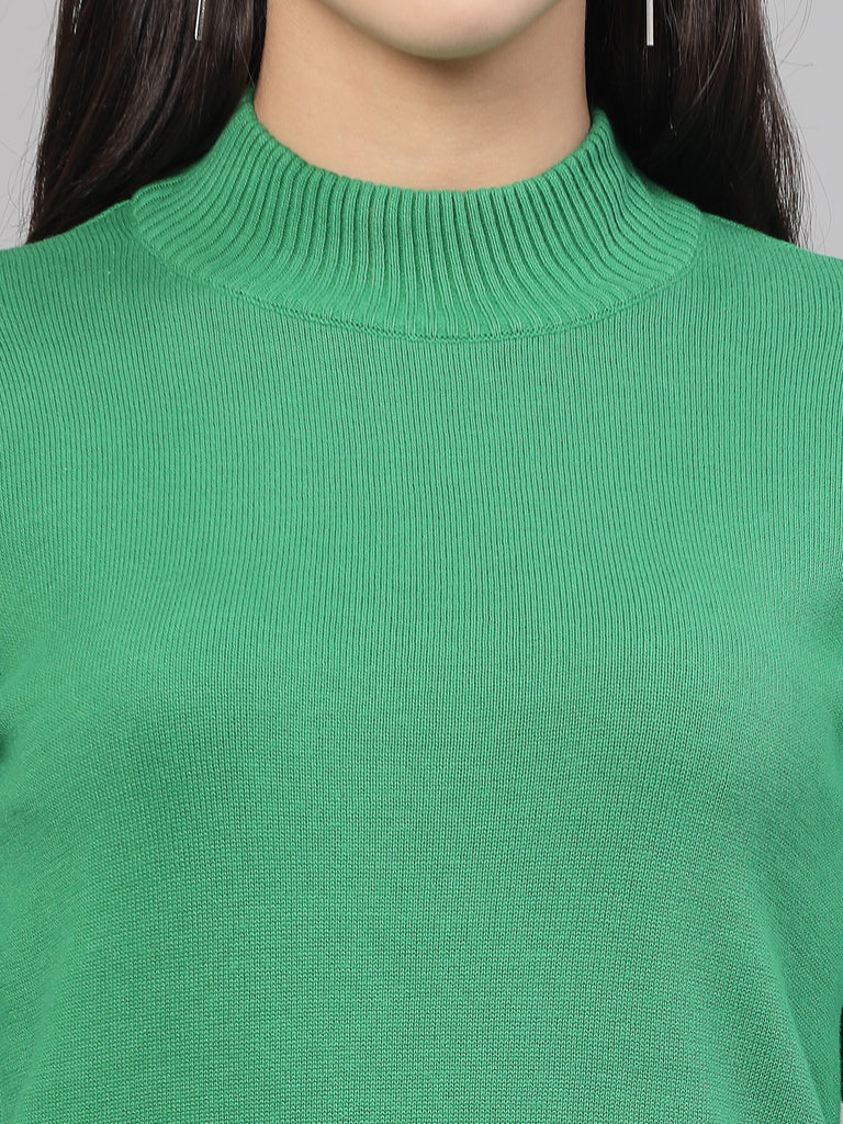 Style Quotient Women Green Solid Pullover-Sweaters-StyleQuotient