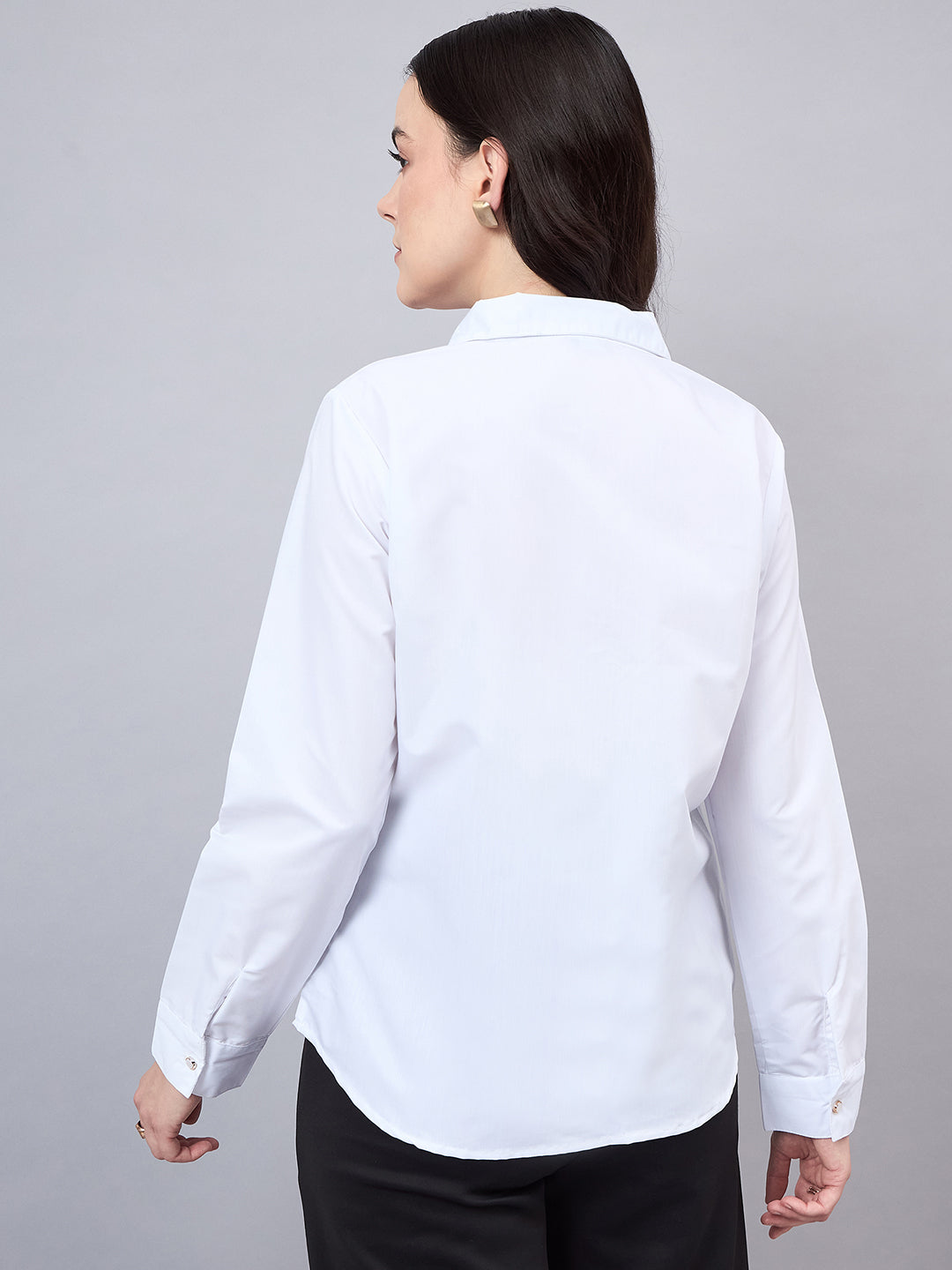 Style Quotient Women Solid White polycotton Formal Shirt-Shirts-StyleQuotient