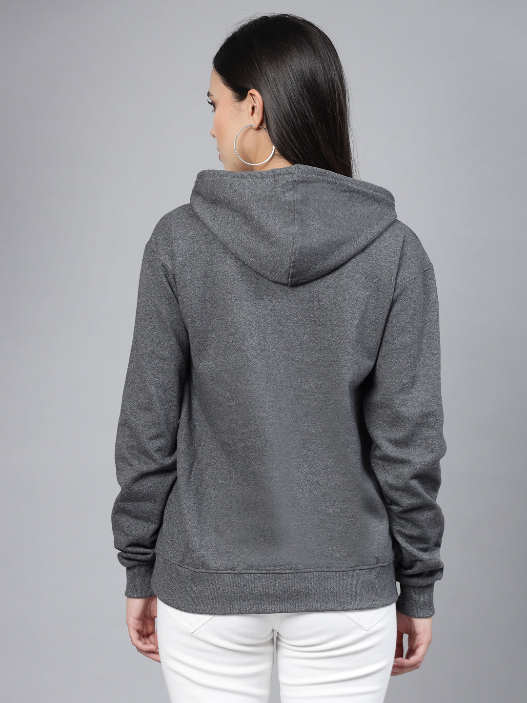 Style Quotient women grey hooded oversized sweatshirt-Sweaters-StyleQuotient