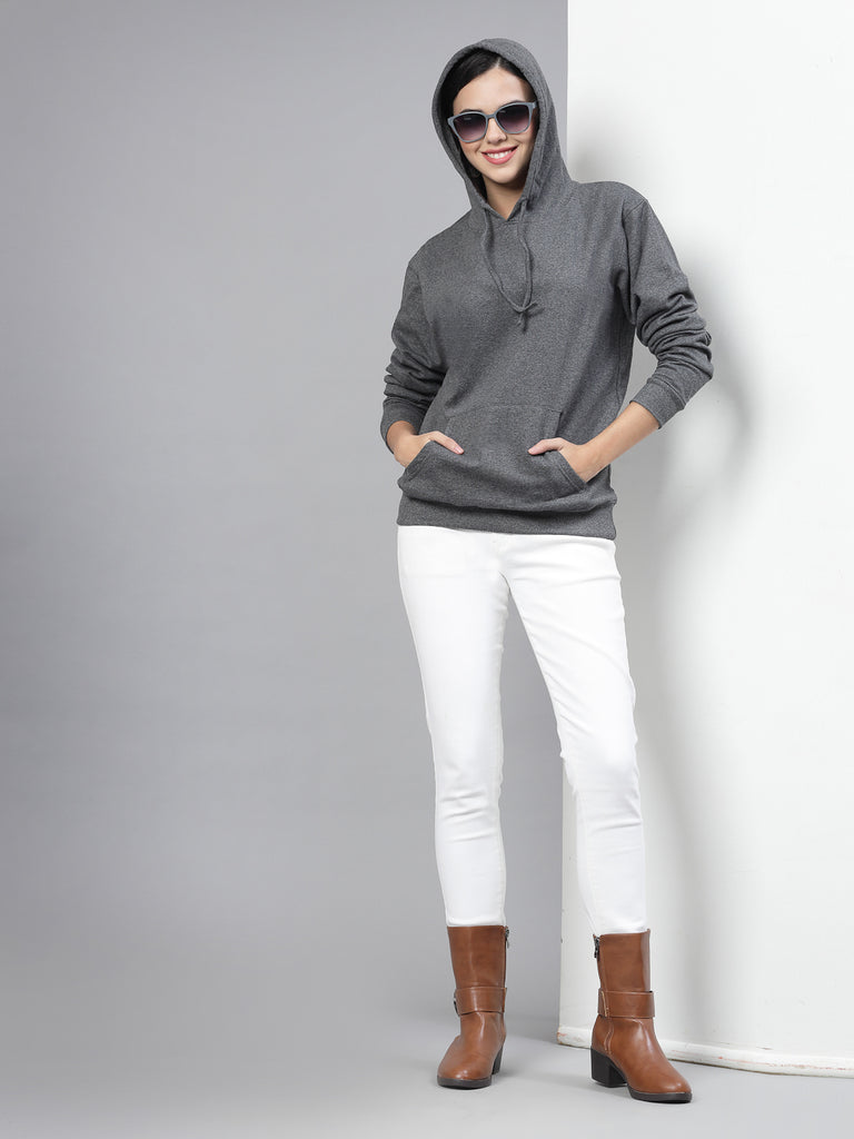 Style Quotient women grey hooded oversized sweatshirt-Sweaters-StyleQuotient