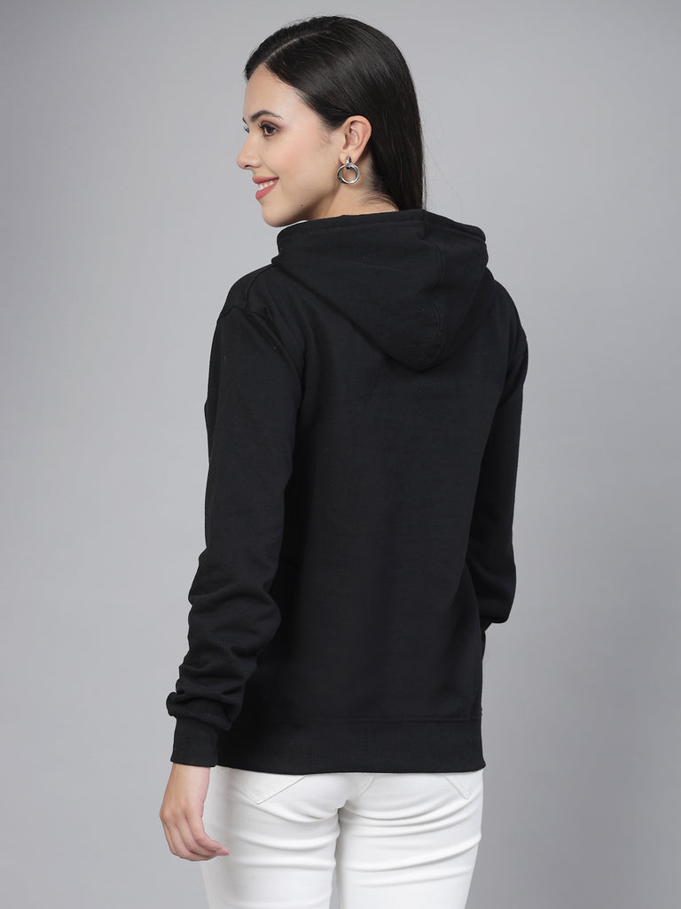 Style Quotient women black hooded oversized sweatshirt-Sweaters-StyleQuotient