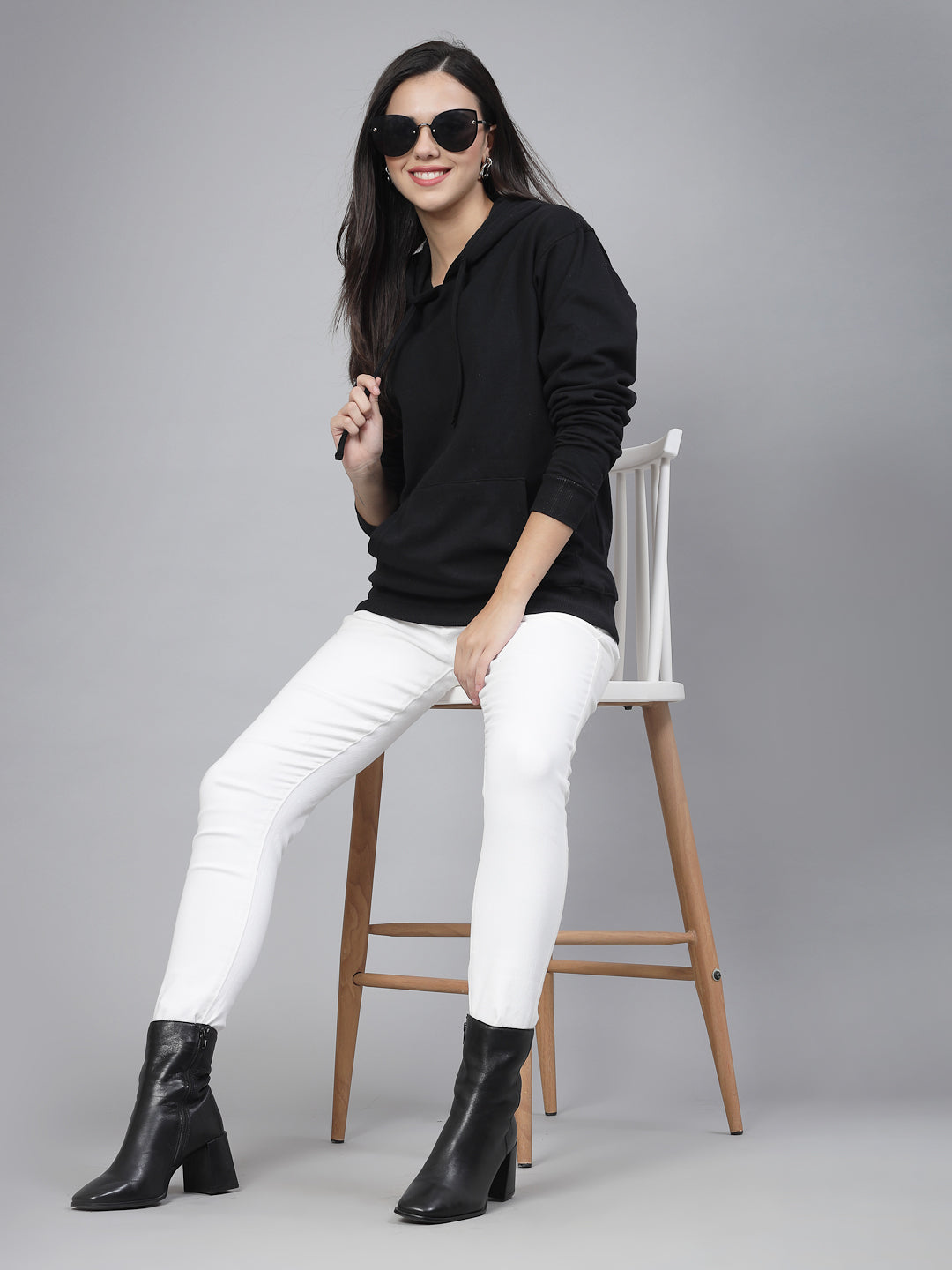 Style Quotient women black hooded oversized sweatshirt – StyleQuotient