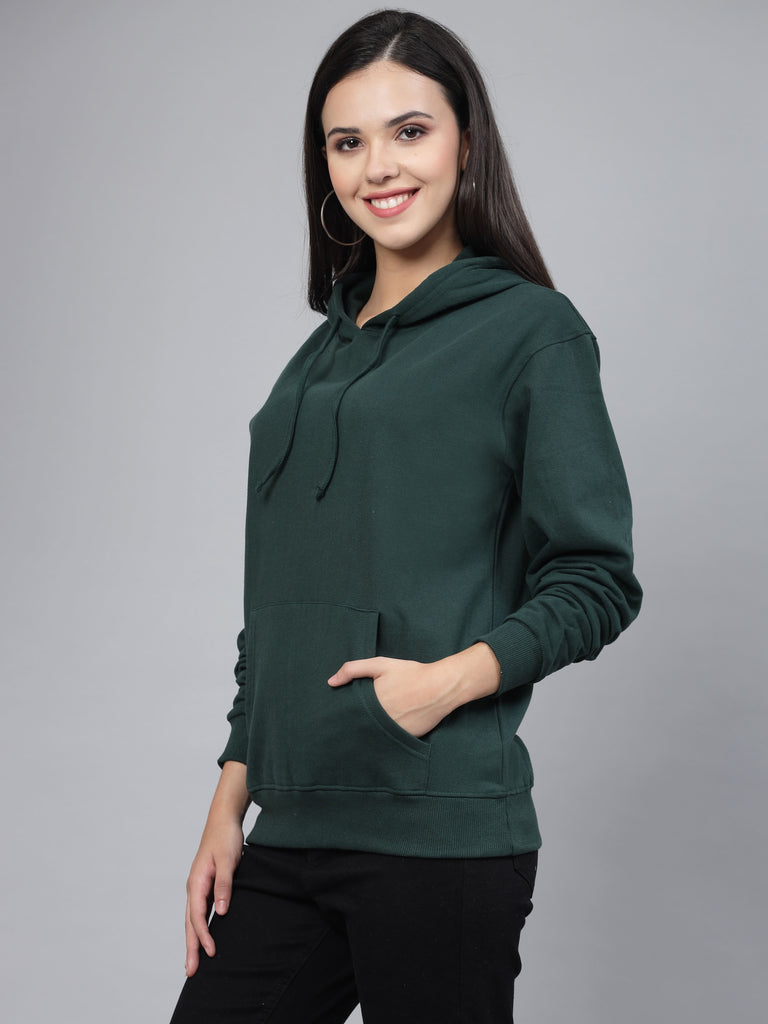 Style Quotient women green hooded oversized sweatshirt-Sweaters-StyleQuotient