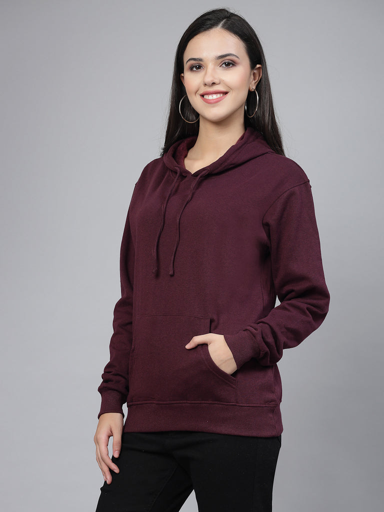 Style Quotient women maroon hooded oversized sweatshirt-Sweaters-StyleQuotient
