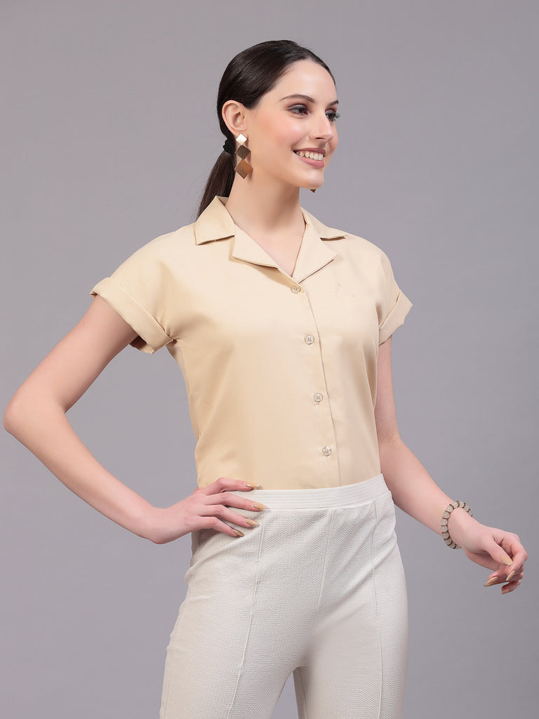 Style Quotient Women Smart Lapel Collared Office Shirt-Shirts-StyleQuotient