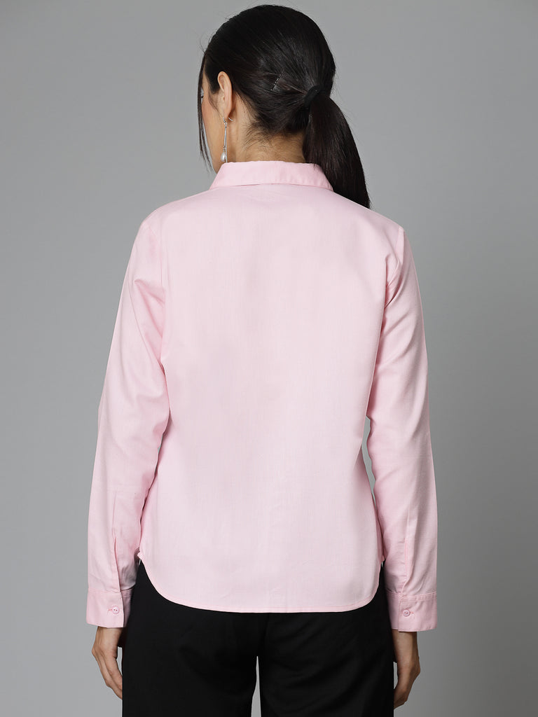 Style Quotient Women Self Design Pink polycotton Formal Shirt-Shirts-StyleQuotient
