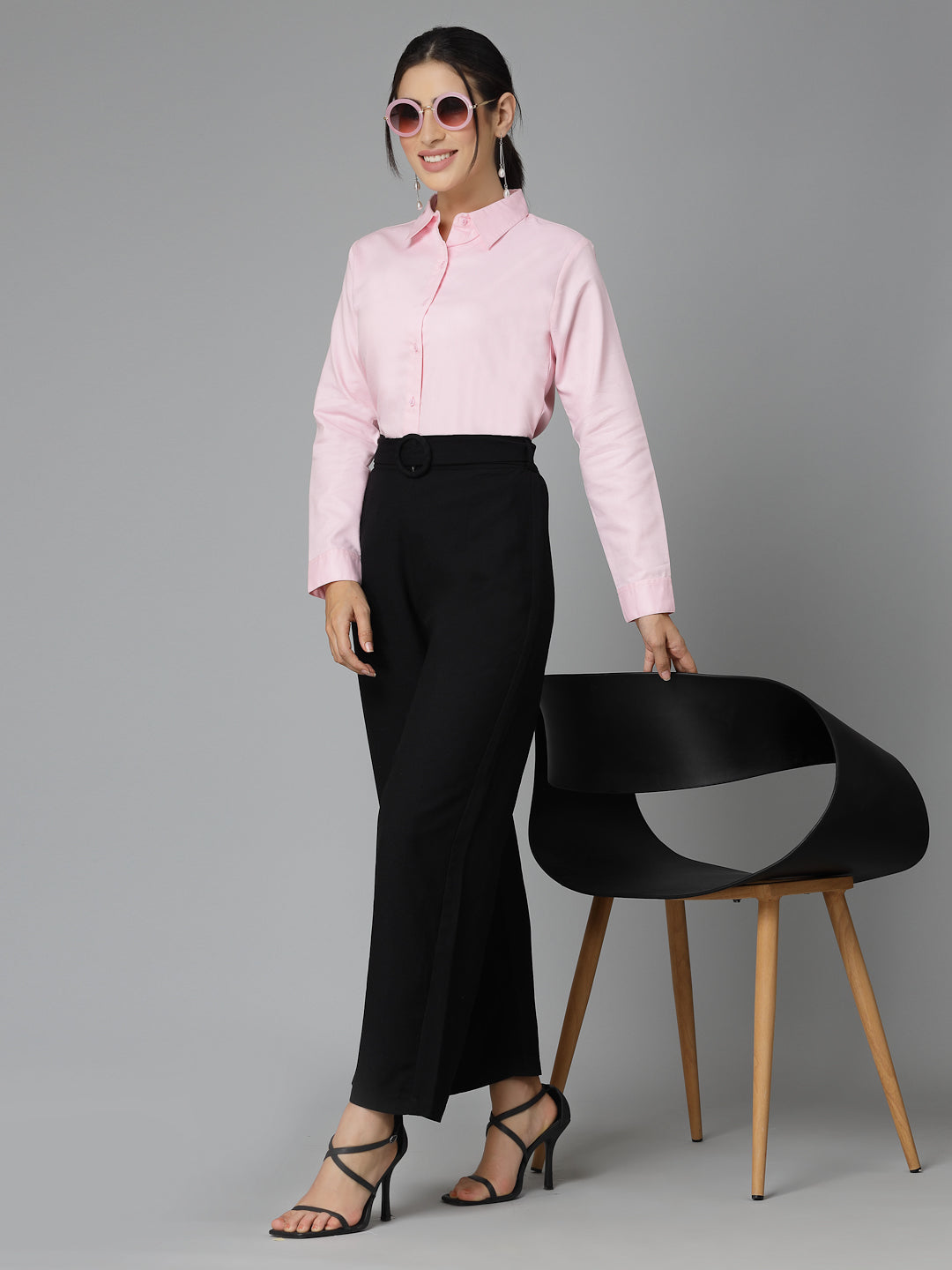 Style Quotient Women Self Design Pink polycotton Formal Shirt-Shirts-StyleQuotient