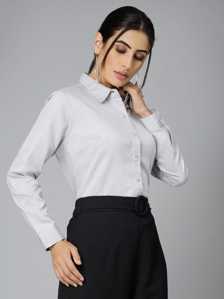 Style Quotient Women Self Design Olive polycotton Formal Shirt-Shirts-StyleQuotient