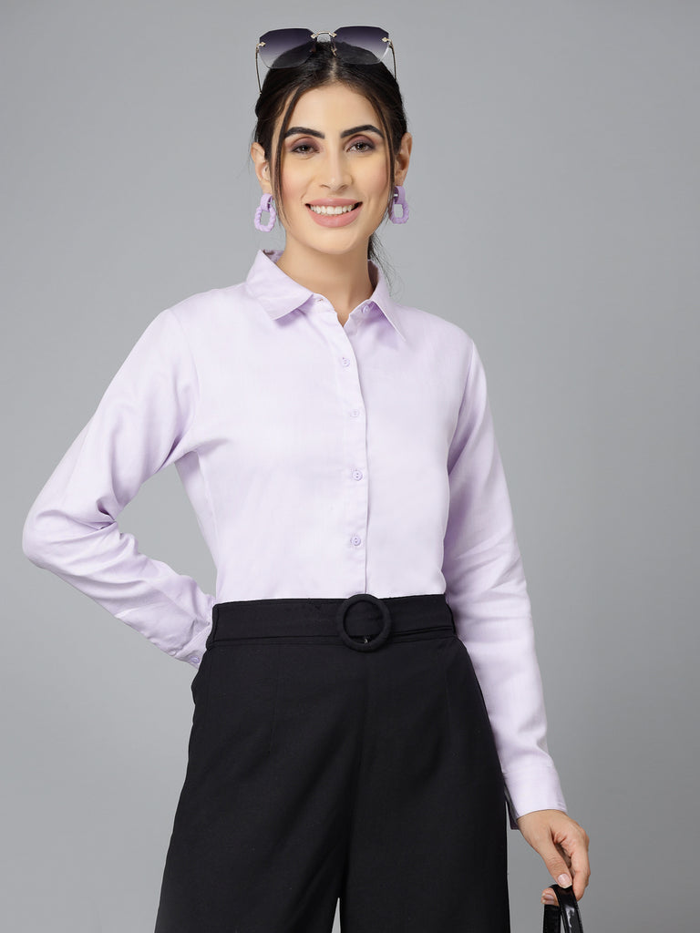 Style Quotient Women Self Design Lilac polycotton Formal Shirt-Shirts-StyleQuotient