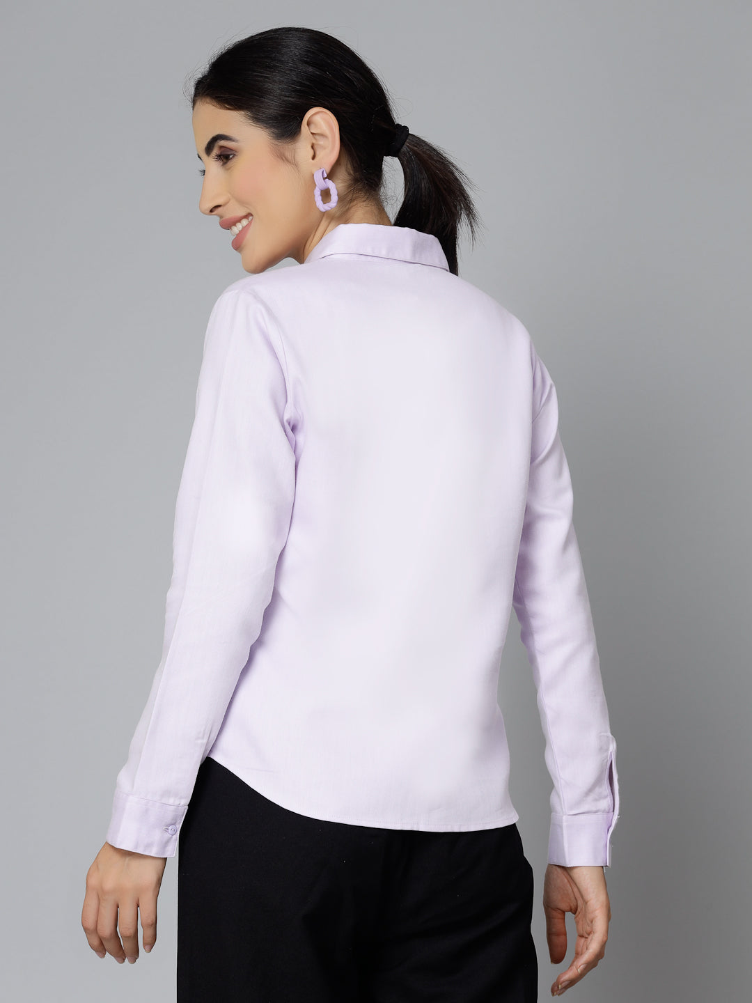 Style Quotient Women Self Design Lilac polycotton Formal Shirt-Shirts-StyleQuotient