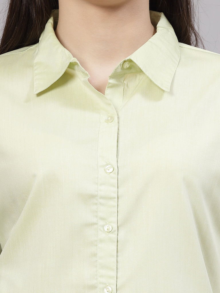 Style Quotient Women Solid Green Regular Formal Shirt-Shirts-StyleQuotient