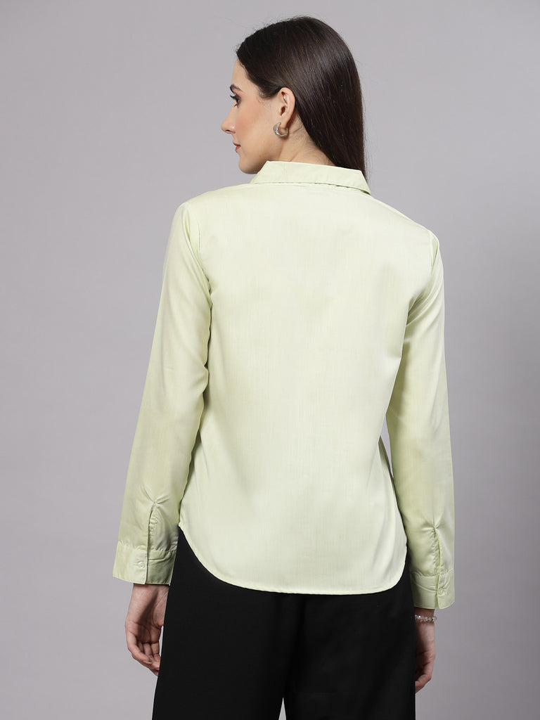 Style Quotient Women Solid Green Regular Formal Shirt-Shirts-StyleQuotient