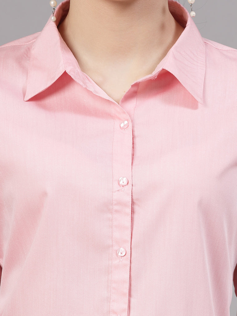 Style Quotient Women Solid Pink Regular Formal Shirt-Shirts-StyleQuotient