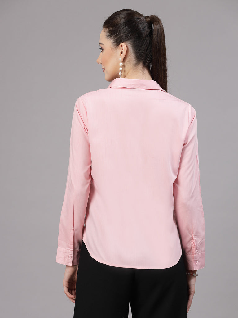 Style Quotient Women Solid Pink Regular Formal Shirt-Shirts-StyleQuotient