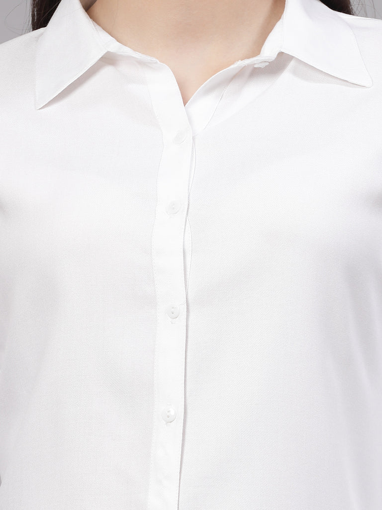 Style Quotient Women Solid White Rayon Regular Shirt-Shirts-StyleQuotient