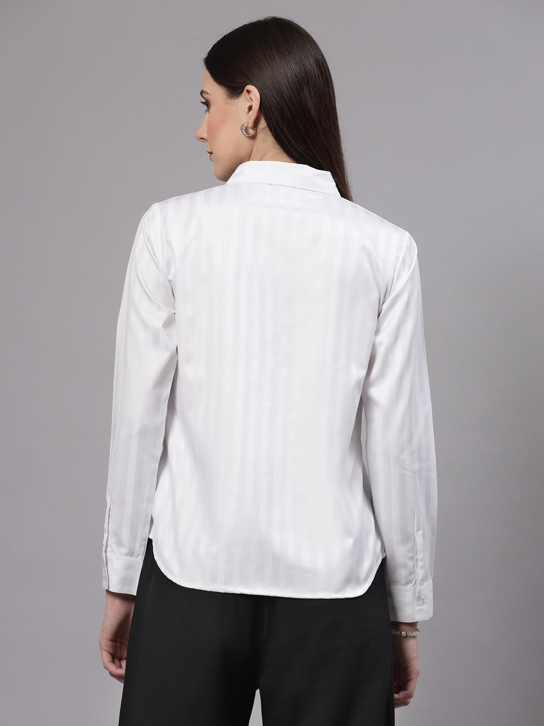 Style Quotient Women Self Design White polyester Formal Shirt-Shirts-StyleQuotient