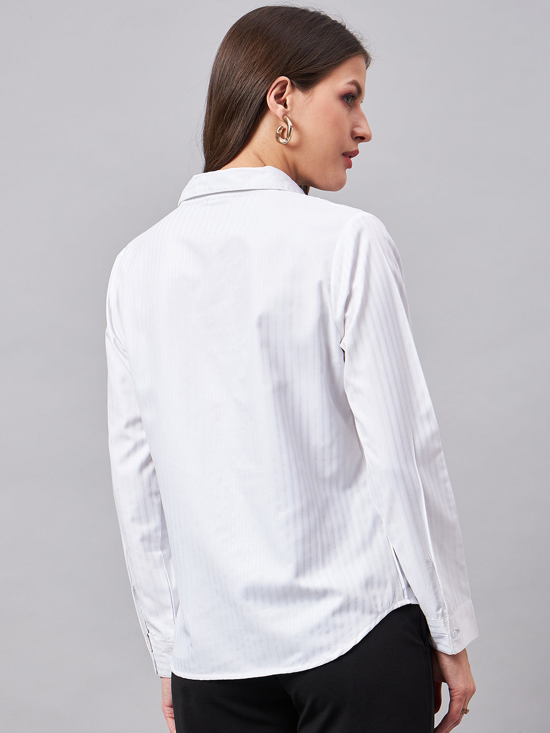 Style Quotient Women Self Design White polyester Formal Shirt-Shirts-StyleQuotient