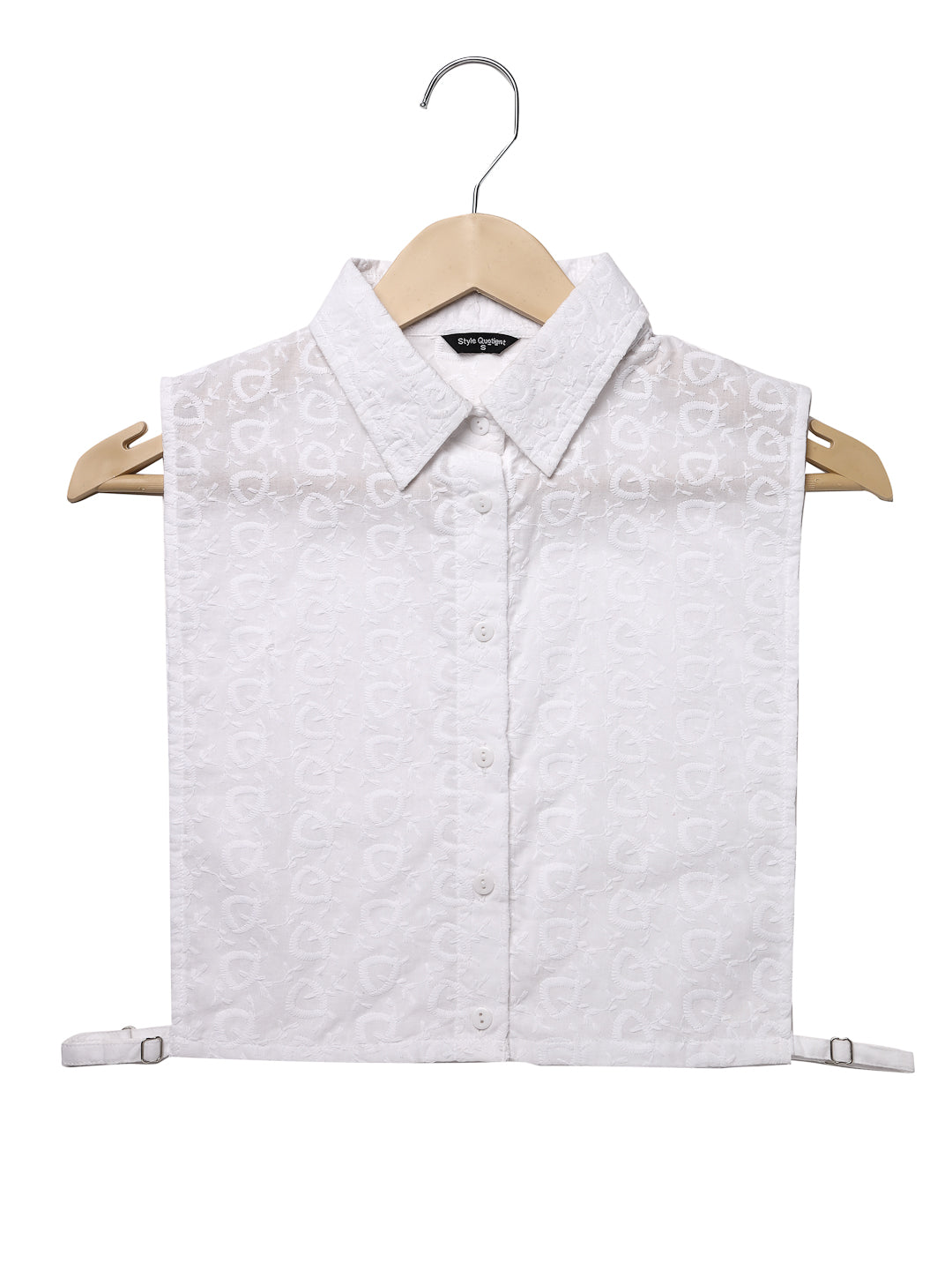 Style Quotient Women Self Design White Polycotton Regular Dickey Collar Shirt-Shirts-StyleQuotient