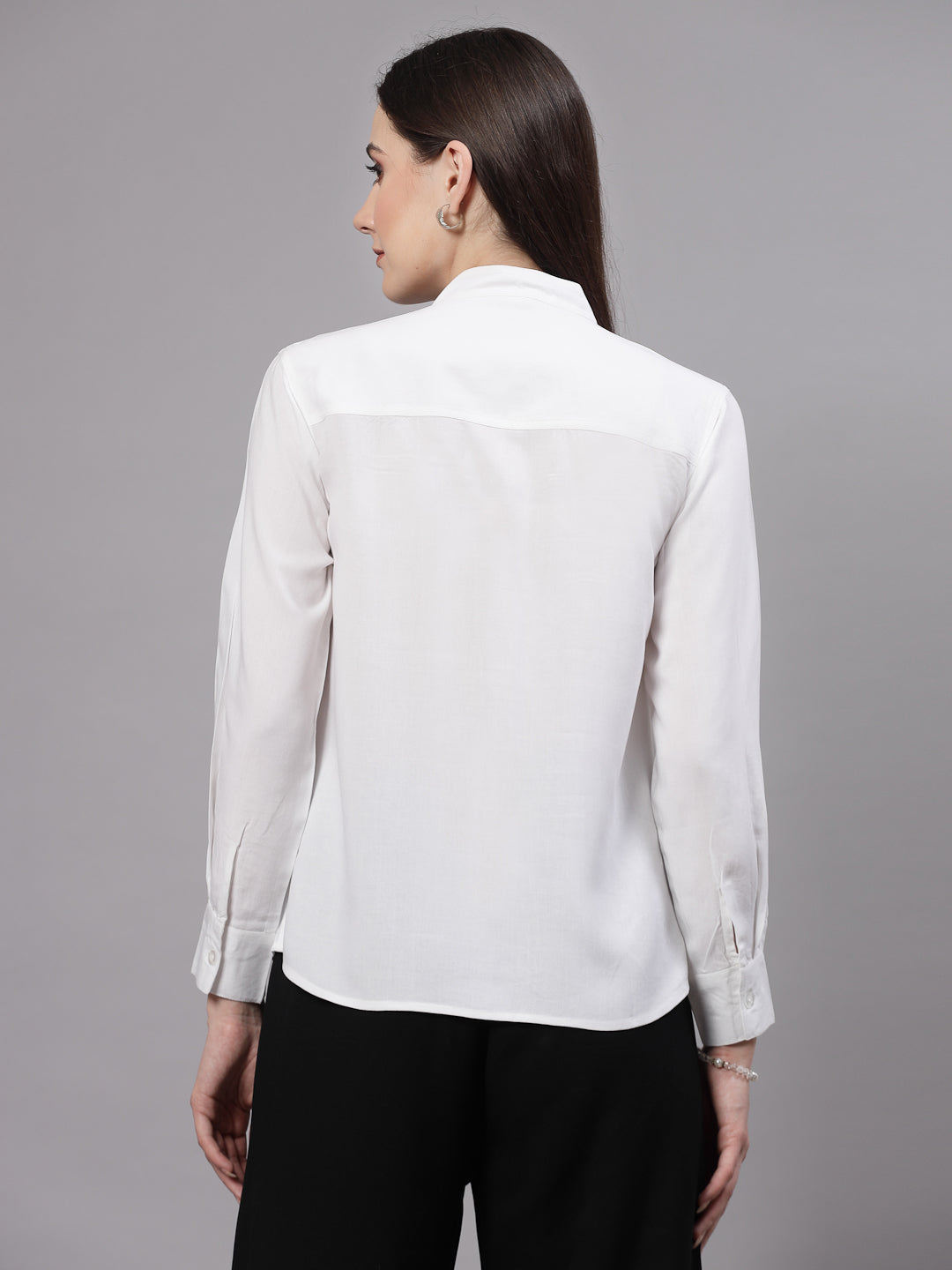 Style Quotient Women Smart White Double Pocket Shirt-Shirts-StyleQuotient