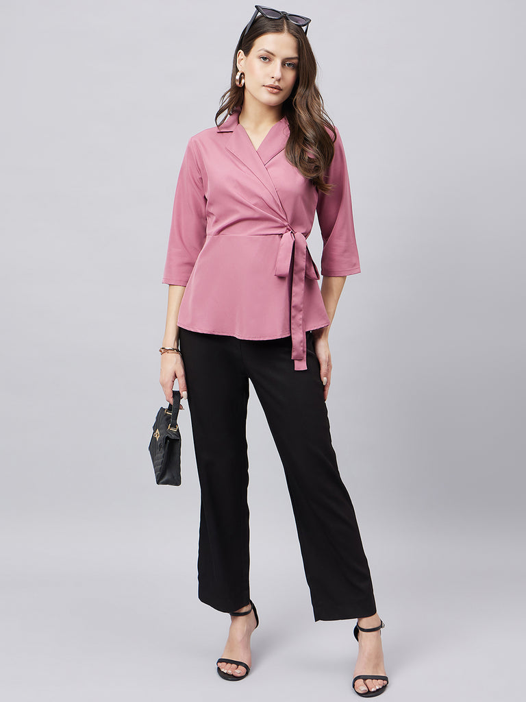 Style Quotient Women Solid Overlap Top-Tops-StyleQuotient