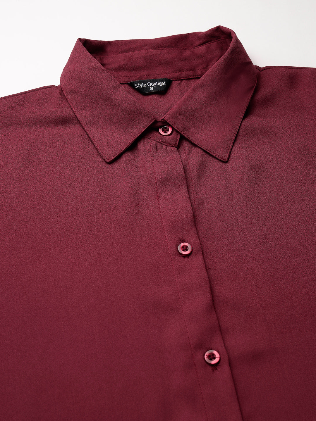 Style Quotient Women Solid Maroon Polyester Formal Shirt-Shirts-StyleQuotient