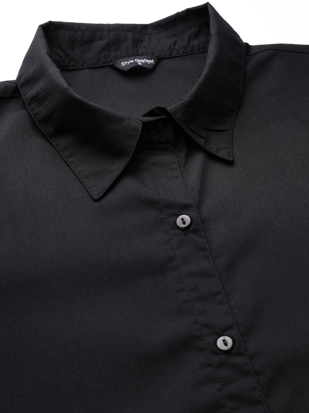 Style Quotient Women Solid Black Polycotton Regular Formal Shirt-Shirts-StyleQuotient