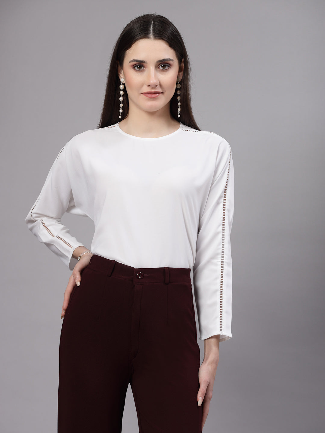 Style Quotient Women Solid Full Extended Sleeve Smart Fit top-Tops-StyleQuotient