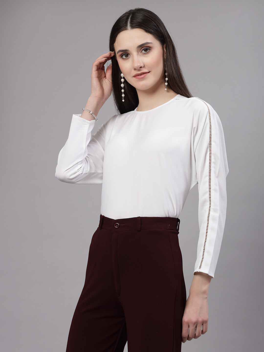 Style Quotient Women Solid Full Extended Sleeve Smart Fit top-Tops-StyleQuotient