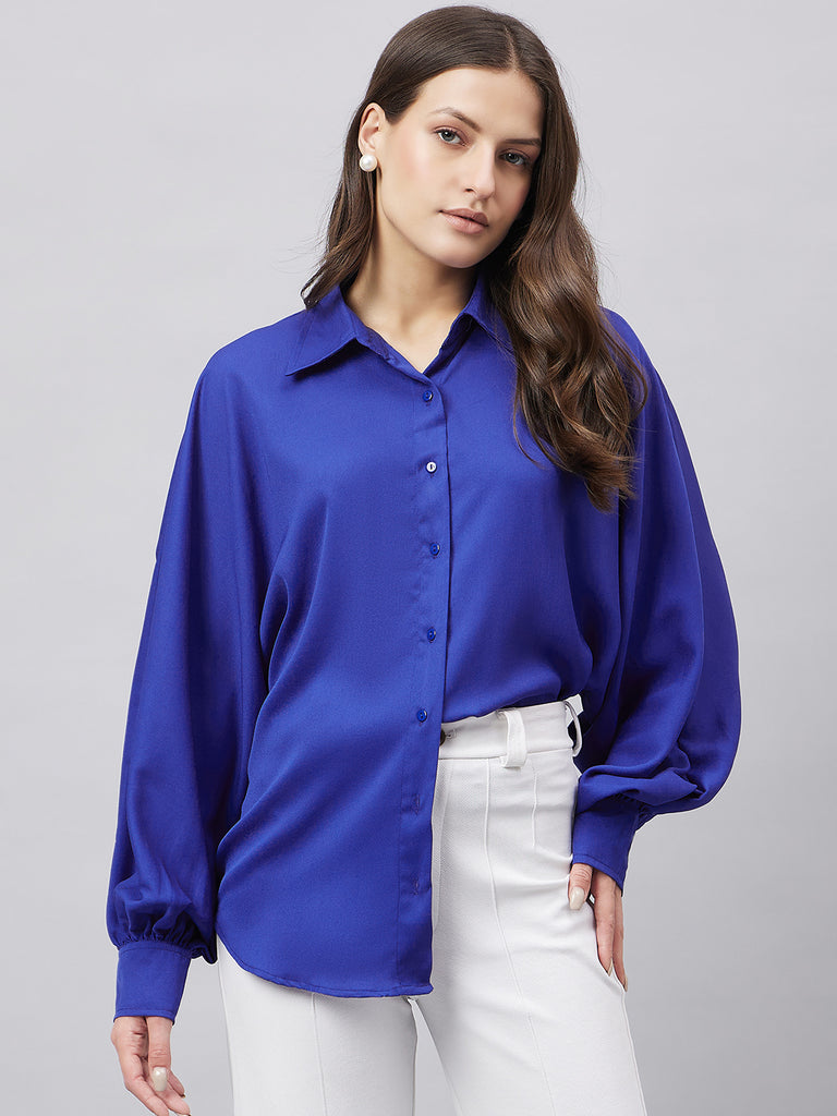Style Quotient Women Solid Poly Crepe Oversized Casual Shirt-Shirts-StyleQuotient