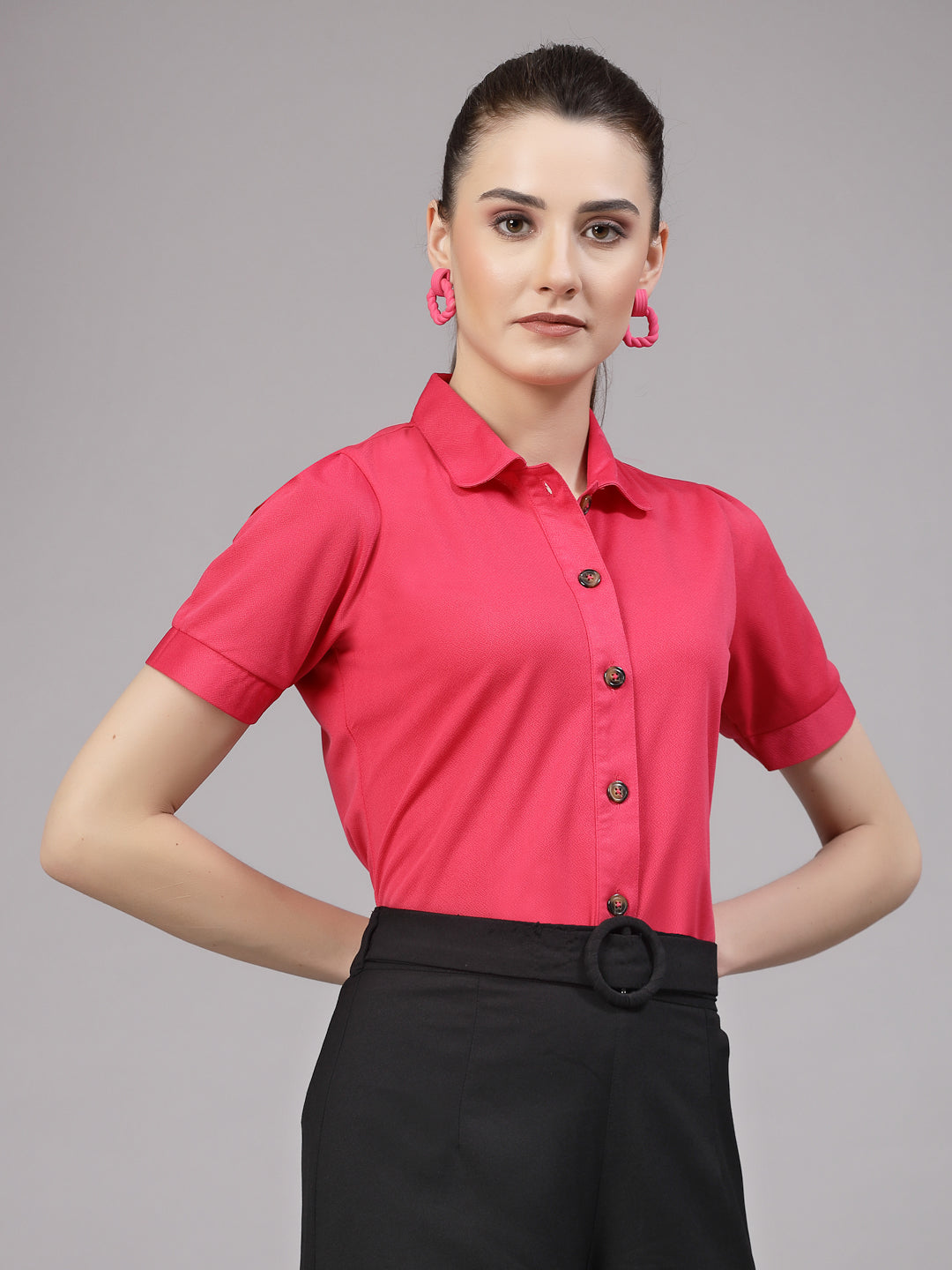 Style Quotient Women Casual Pink Shirt-Shirts-StyleQuotient