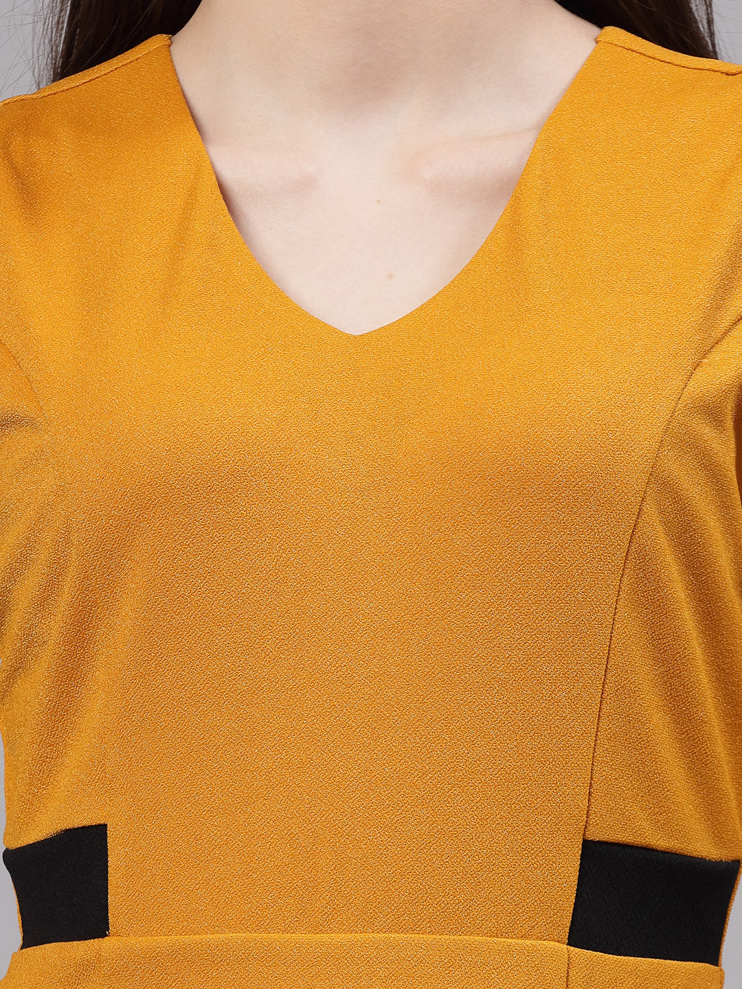 Style Quotient Women Smart Mustard Sleeveless Peplum Top-Tops-StyleQuotient