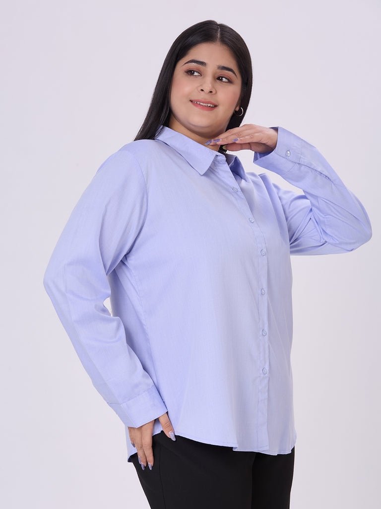 Style Quotient Women Chambray Blue Formal Shirt-Shirts-StyleQuotient