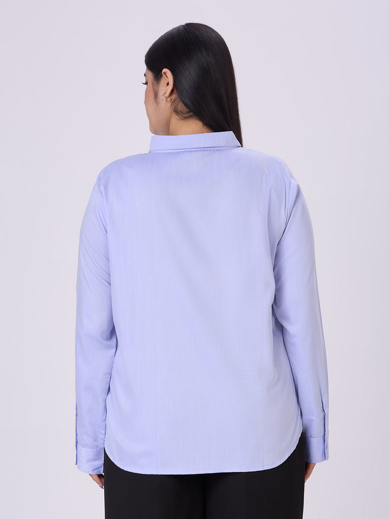 Style Quotient Women Chambray Blue Formal Shirt-Shirts-StyleQuotient