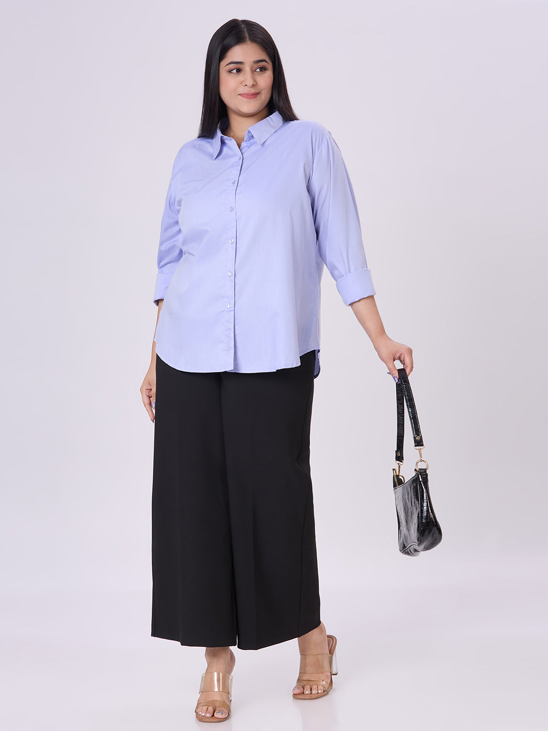 Style Quotient Women Chambray Blue Formal Shirt-Shirts-StyleQuotient