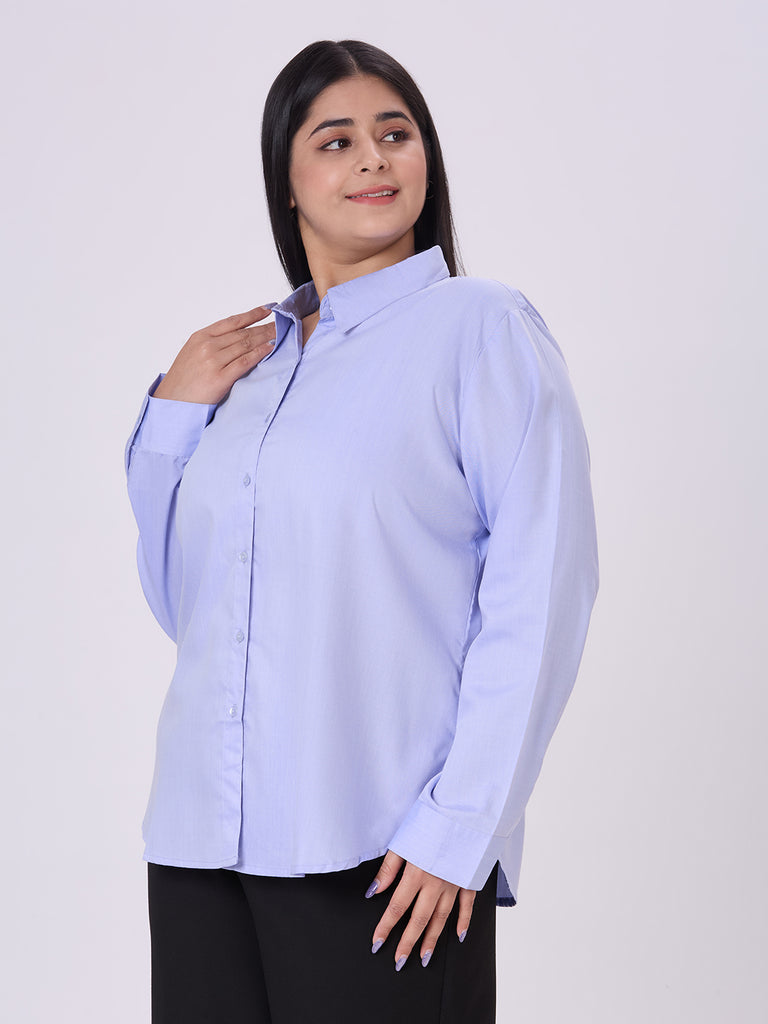 Style Quotient Women Chambray Blue Formal Shirt-Shirts-StyleQuotient
