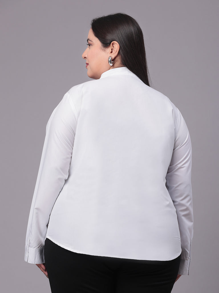 Style Quotient Women White Plus Size Classic Smart Formal Shirt-Shirts-StyleQuotient